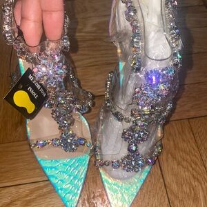 Fashion Nova Iridescent Blue Heels